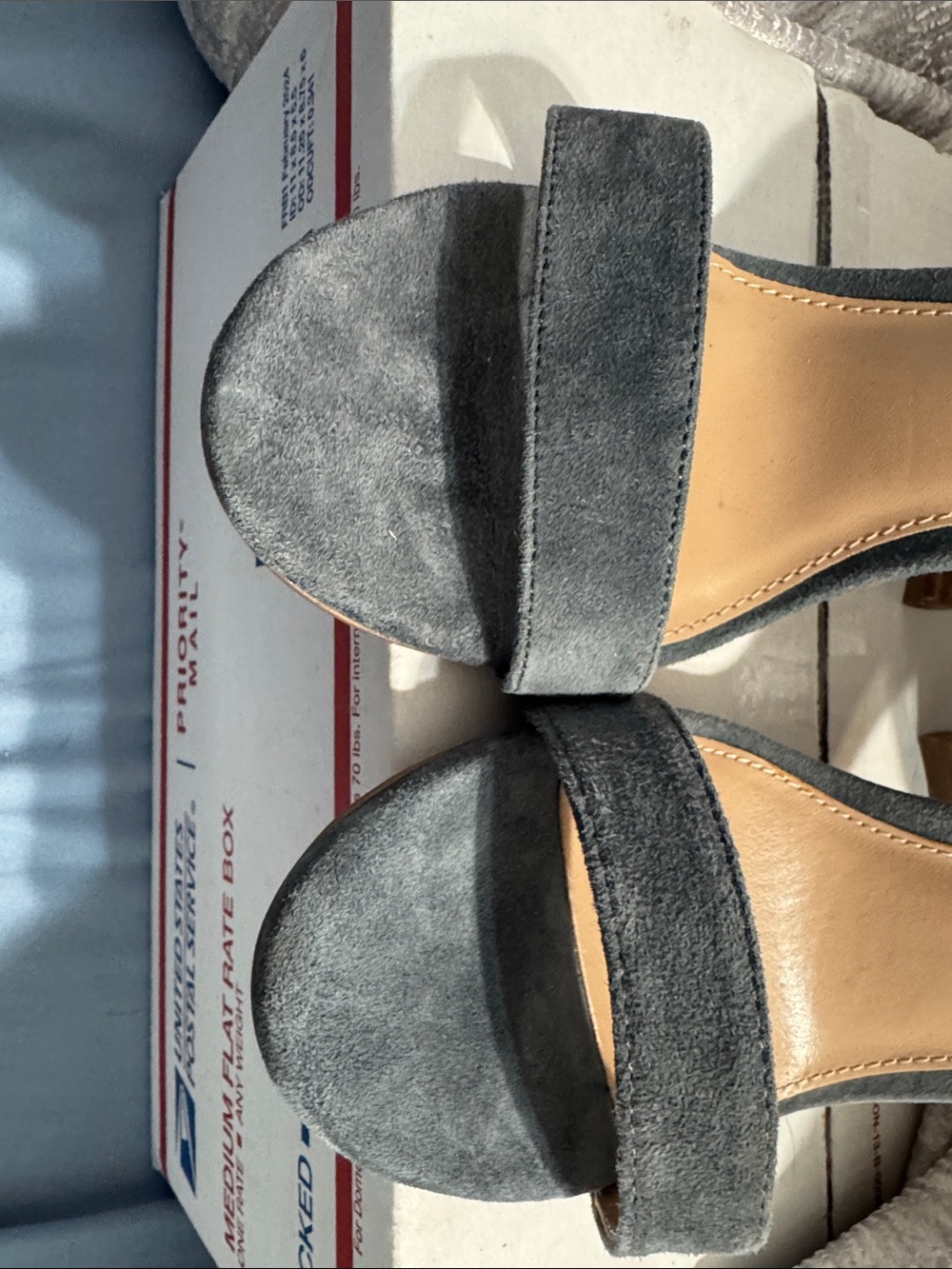 Steve Madden Carrson Blue Suede Ankle-Strap Block Heels - Picture 4 of 6